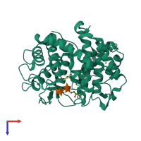 PDB entry 1wu6 coloured by chain, top view.