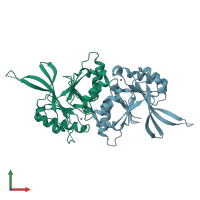 PDB entry 1ww1 coloured by chain, front view.