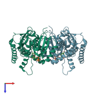 PDB entry 1wzi coloured by chain, top view.