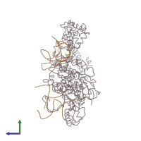 PDB entry 1x18 coloured by chain, side view.