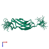 PDB entry 1x4y coloured by chain, ensemble of 20 models, top view.