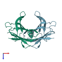 PDB entry 1x7s coloured by chain, top view.