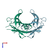 PDB entry 1x7t coloured by chain, top view.