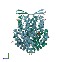 PDB entry 1x9h coloured by chain, side view.
