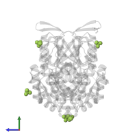 SULFATE ION in PDB entry 1x9h, assembly 1, side view.