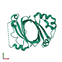 Homo dimeric assembly 2 of PDB entry 1xbw coloured by chemically distinct molecules, front view.