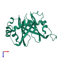 Heme oxygenase (staphylobilin-producing) 1 in PDB entry 1xbw, assembly 1, top view.