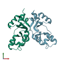 PDB entry 1xkf coloured by chain, front view.