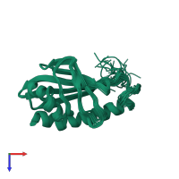 PDB entry 1xn6 coloured by chain, ensemble of 20 models, top view.