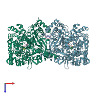 PDB entry 1xoi coloured by chain, top view.