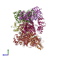 PDB entry 1xpr coloured by chain, side view.