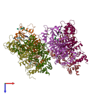 PDB entry 1xpr coloured by chain, top view.