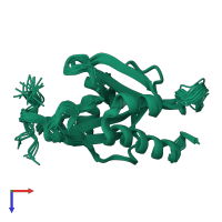 PDB entry 1xsa coloured by chain, ensemble of 33 models, top view.