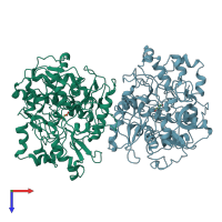 PDB entry 1xup coloured by chain, top view.