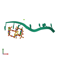 PDB entry 1xvn coloured by chain, front view.