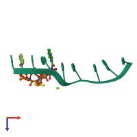 PDB entry 1xvn coloured by chain, top view.