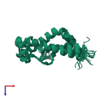 PDB entry 1xyx coloured by chain, ensemble of 20 models, top view.