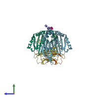 PDB entry 1xz0 coloured by chain, side view.