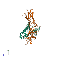 PDB entry 1y6n coloured by chain, side view.