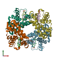 PDB entry 1y7z coloured by chain, front view.