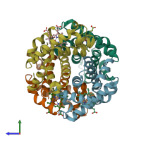 PDB entry 1y7z coloured by chain, side view.