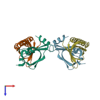 PDB entry 1y96 coloured by chain, top view.