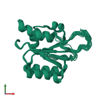 PDB entry 1y9j coloured by chain, ensemble of 20 models, front view.