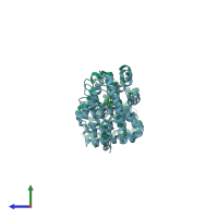 PDB entry 1y9r coloured by chain, side view.