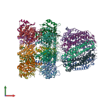 PDB entry 1ya7 coloured by chain, front view.