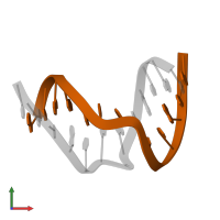 5'-D(*GP*CP*GP*TP*AP*CP*CP*(3DR)P*AP*TP*GP*CP*G)-3' in PDB entry 1ycw, assembly 1, front view.