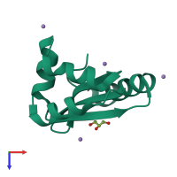 PDB entry 1yd0 coloured by chain, top view.