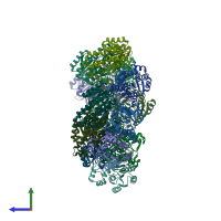 PDB entry 1yde coloured by chain, side view.
