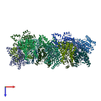 PDB entry 1yde coloured by chain, top view.