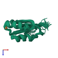 PDB entry 1yjv coloured by chain, ensemble of 30 models, top view.