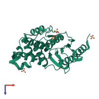 PDB entry 1ylw coloured by chain, top view.