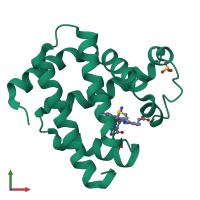 PDB entry 1ymc coloured by chain, front view.