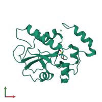 PDB entry 1yml coloured by chain, front view.