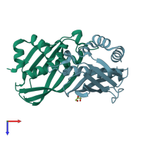 PDB entry 1yoc coloured by chain, top view.