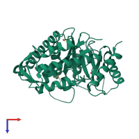 PDB entry 1ypx coloured by chain, top view.