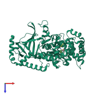 PDB entry 1yqy coloured by chain, top view.