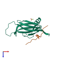 PDB entry 1yrk coloured by chain, top view.