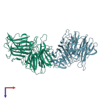 PDB entry 1yrz coloured by chain, top view.