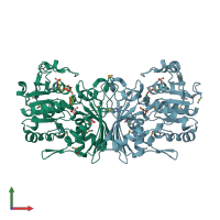 PDB entry 1ys4 coloured by chain, front view.