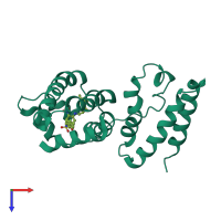 PDB entry 1ysx coloured by chain, top view.