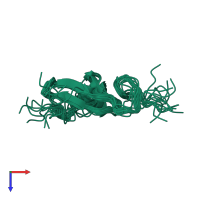 PDB entry 1yuf coloured by chain, ensemble of 16 models, top view.