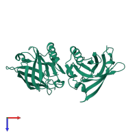 Homo dimeric assembly 4 of PDB entry 1yup coloured by chemically distinct molecules, top view.