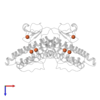 FE (II) ION in PDB entry 1yv1, assembly 1, top view.