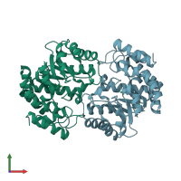 PDB entry 1yxc coloured by chain, front view.