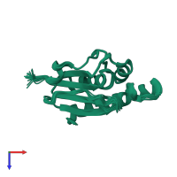 PDB entry 1z2e coloured by chain, ensemble of 20 models, top view.