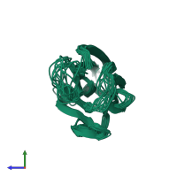 PDB entry 1z2k coloured by chain, ensemble of 14 models, side view.